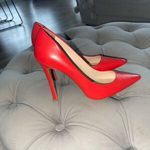 Chic Estelle Italian leather Red High Heel Pumps 8 (4 inch heel)